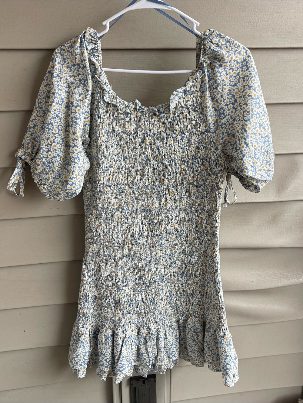 Mable Floral Smacked Mini Dress Drop Waist Feminine Balletcore Cottagecore L - Picture 2 of 8